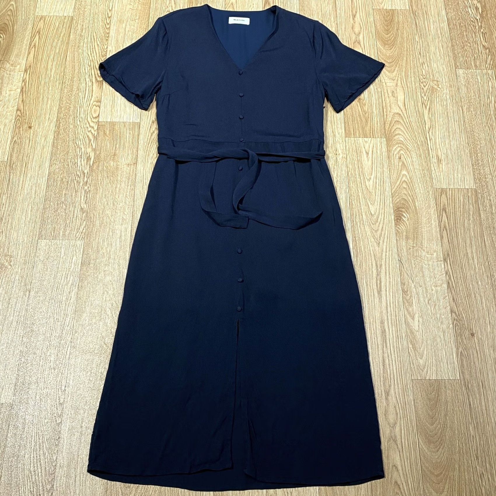 Vintage ModströM Dress - Large V Neck Navy - False Button - Long Size L / US 10 / IT 46 - 3 Thumbnail