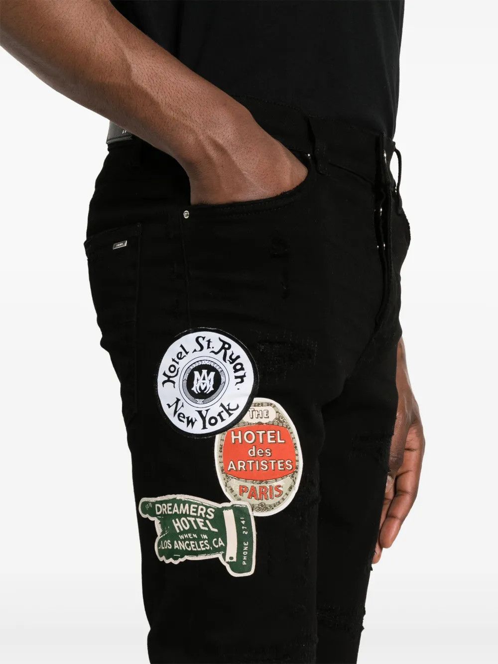 Amiri o1mle0426 Travel Patch Repair Jeans in Black Size US 32 / EU 48 - 5 Thumbnail