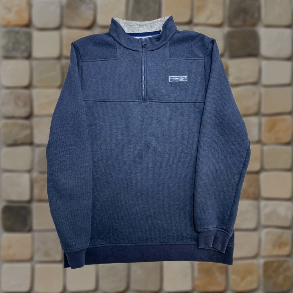 Vineyard Vines Vineyard Vines Shirt Mens S Blue The Shep Cotton Quarter Zip Mock Neck Cozy Size US S / EU 44-46 / 1 - 1 Thumbnail