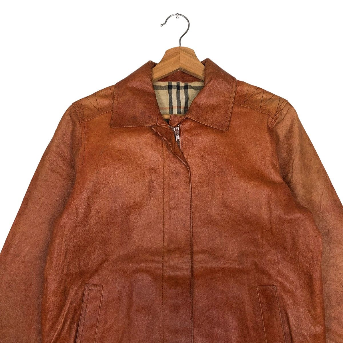 Japanese Brand 🔥Vtg Japanese Brand Genuine Leather Jacket Nova Check Size US M / EU 48-50 / 2 - 3 Thumbnail