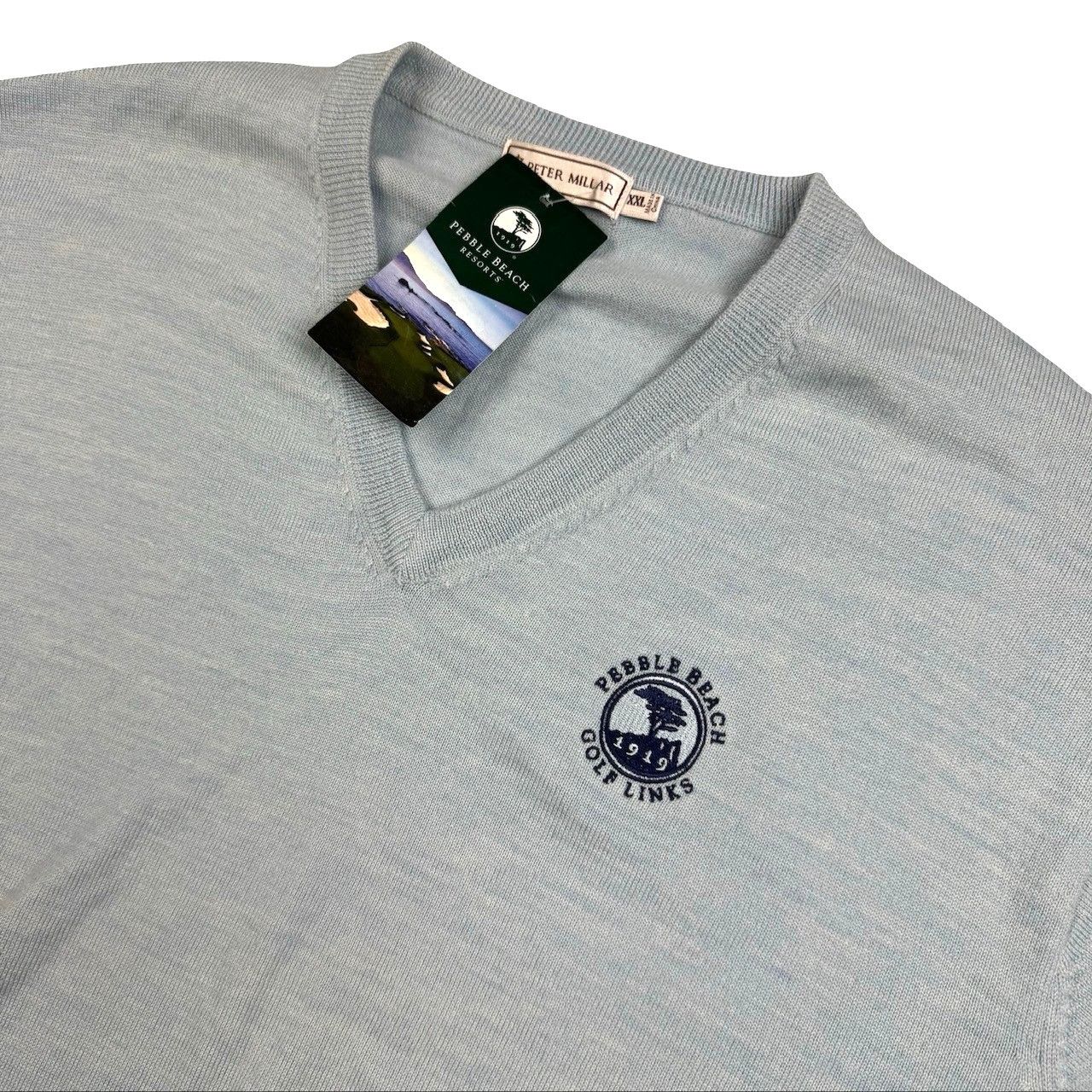 Peter Millar NEW Pebble Beach x Peter Millar Men's V-Neck Sweater Artic B Size US XXL / EU 58 / 5 - 1 Thumbnail