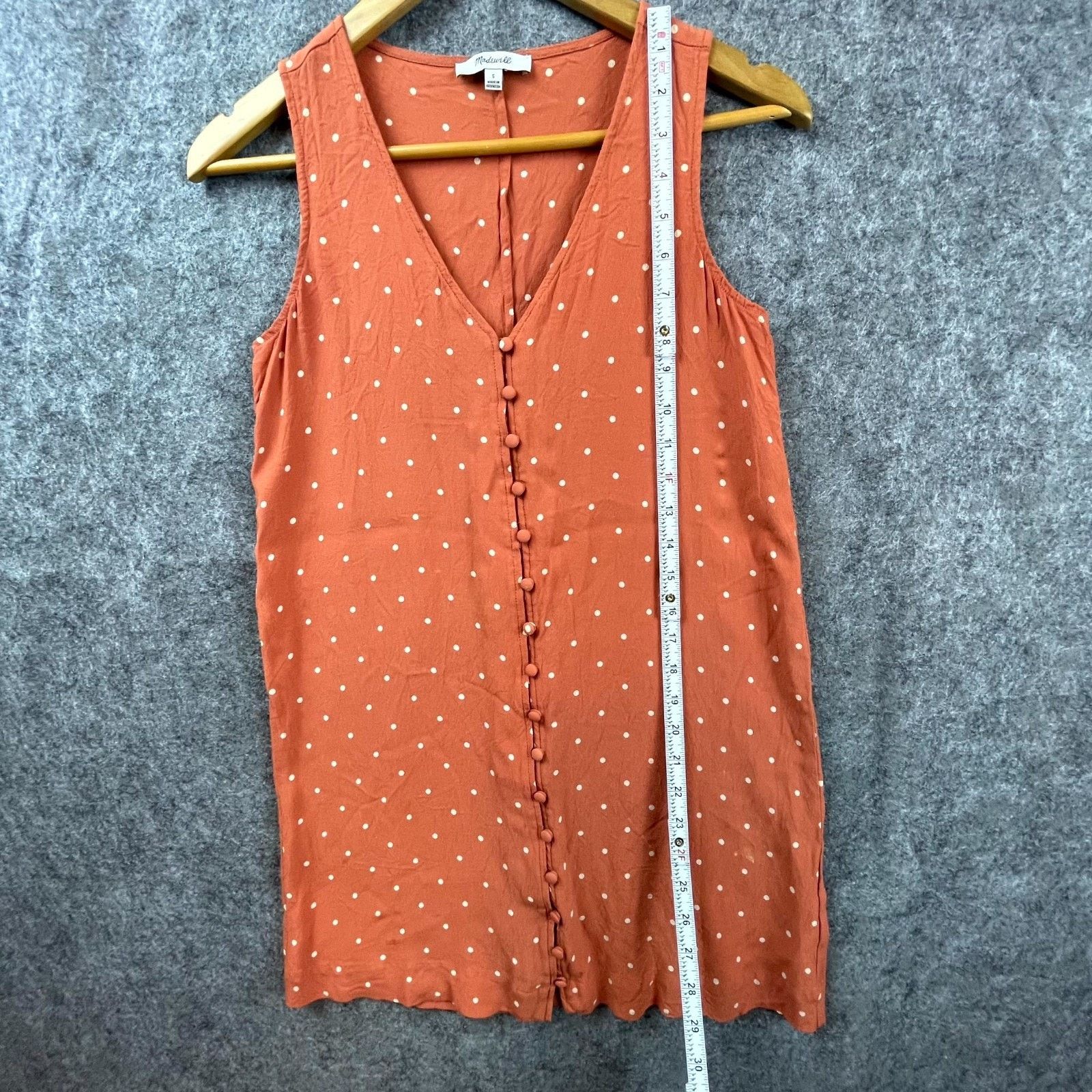 Madewell Madewell Tank Dress Small Orange Polka Dot Button Front Size S / US 4 / IT 40 - 8 Thumbnail