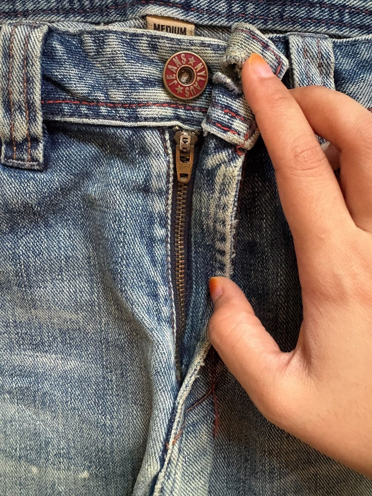 Japanese Brand × Kapital Vintage Nylaus Patches Mud Distressed Ripped Loose Jeans Size US 31 - 3 Thumbnail