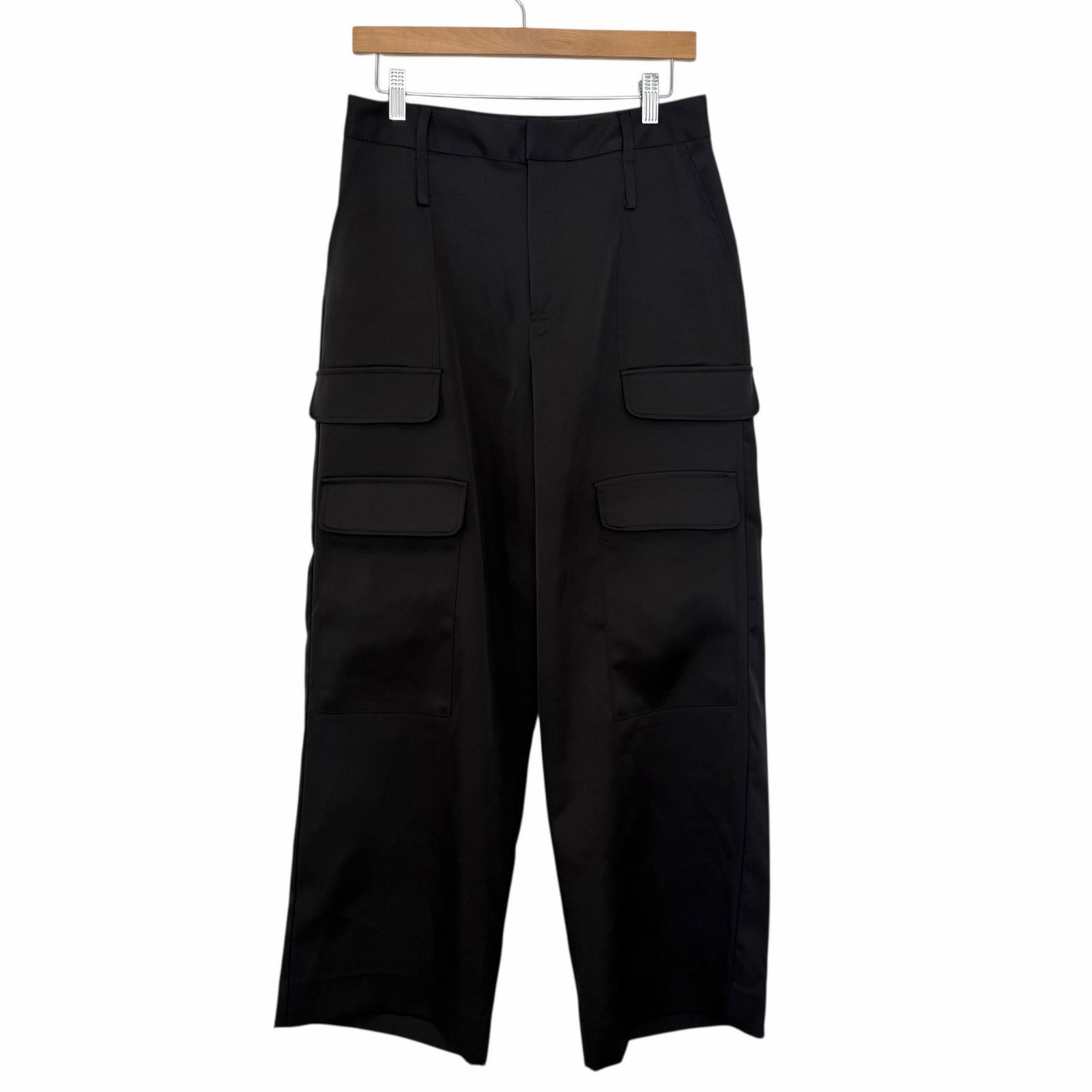Other Noli Black Satin Cargo Pants Sz 8 Size 30" / US 8 / IT 44 - 1 Thumbnail