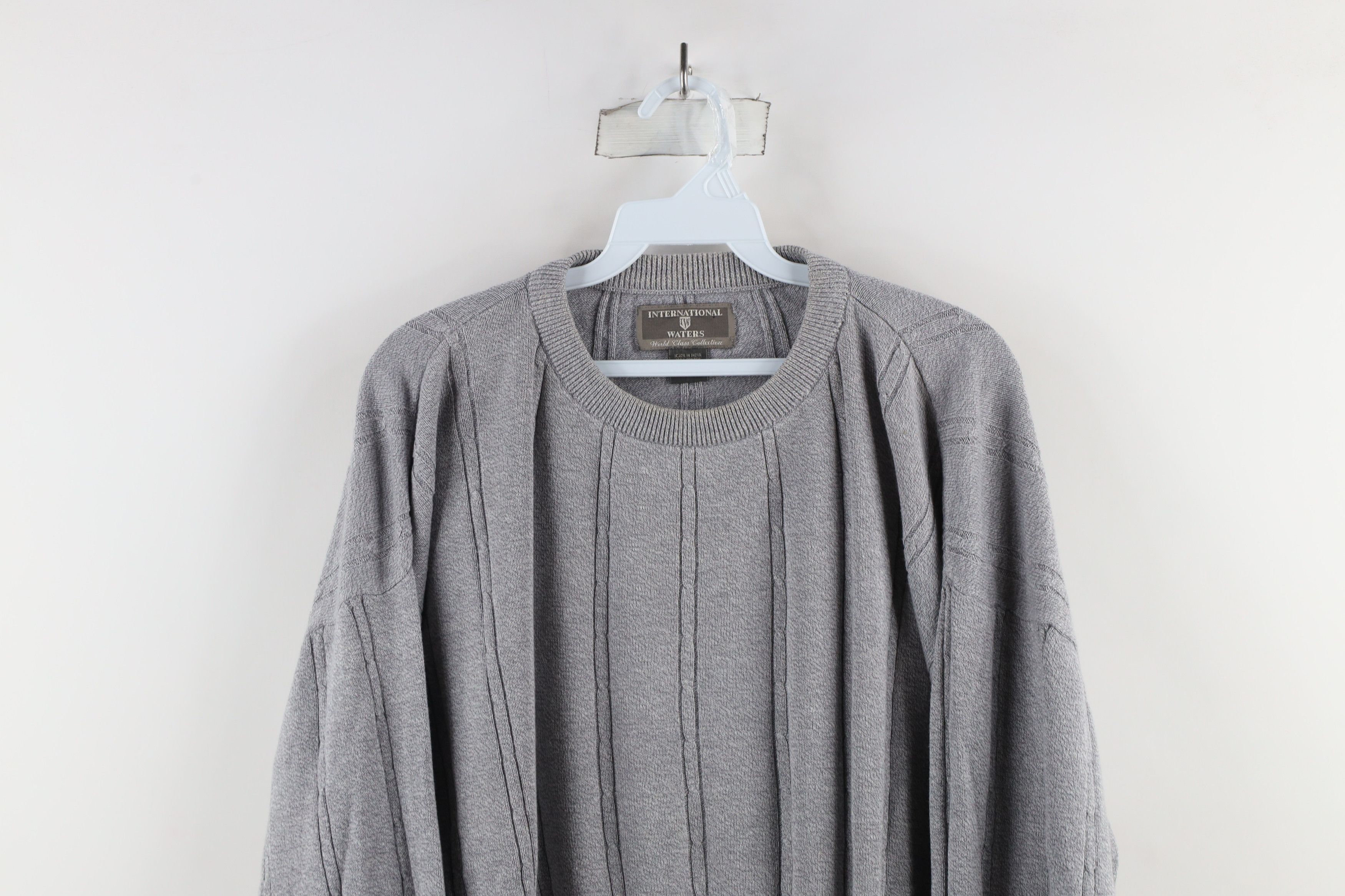 Vintage Vintage 90s Streetwear Cable Knit Crewneck Sweater Gray Size US L / EU 52-54 / 3 - 2 Thumbnail