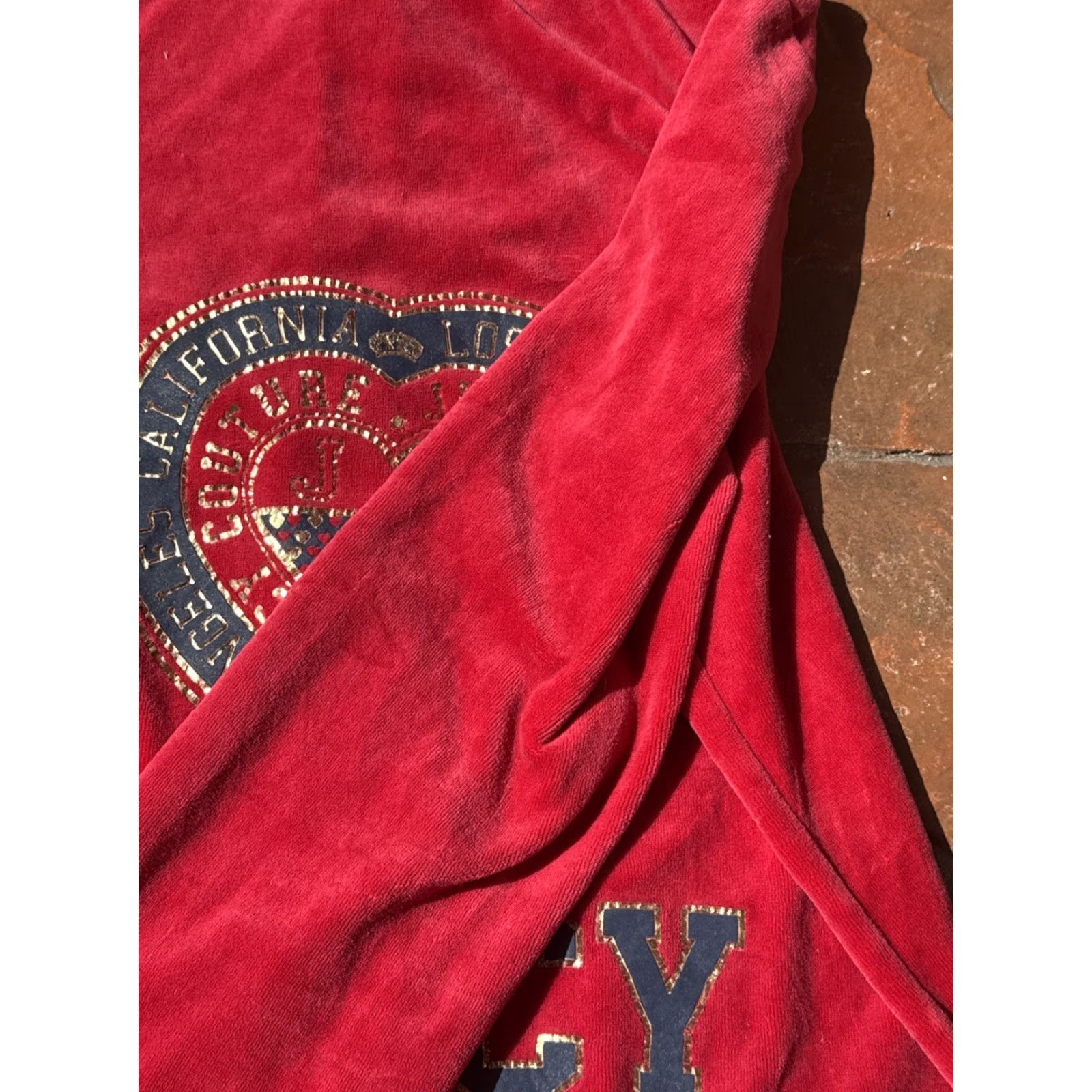 Juicy Couture VINTAGE Juicy Couture Hoodie Large Red Velour Zip Up Rhinestone Bling Full Zip Hooded Womens Casual Retro 2000s Size L / US 10 / IT 46 - 7 Thumbnail