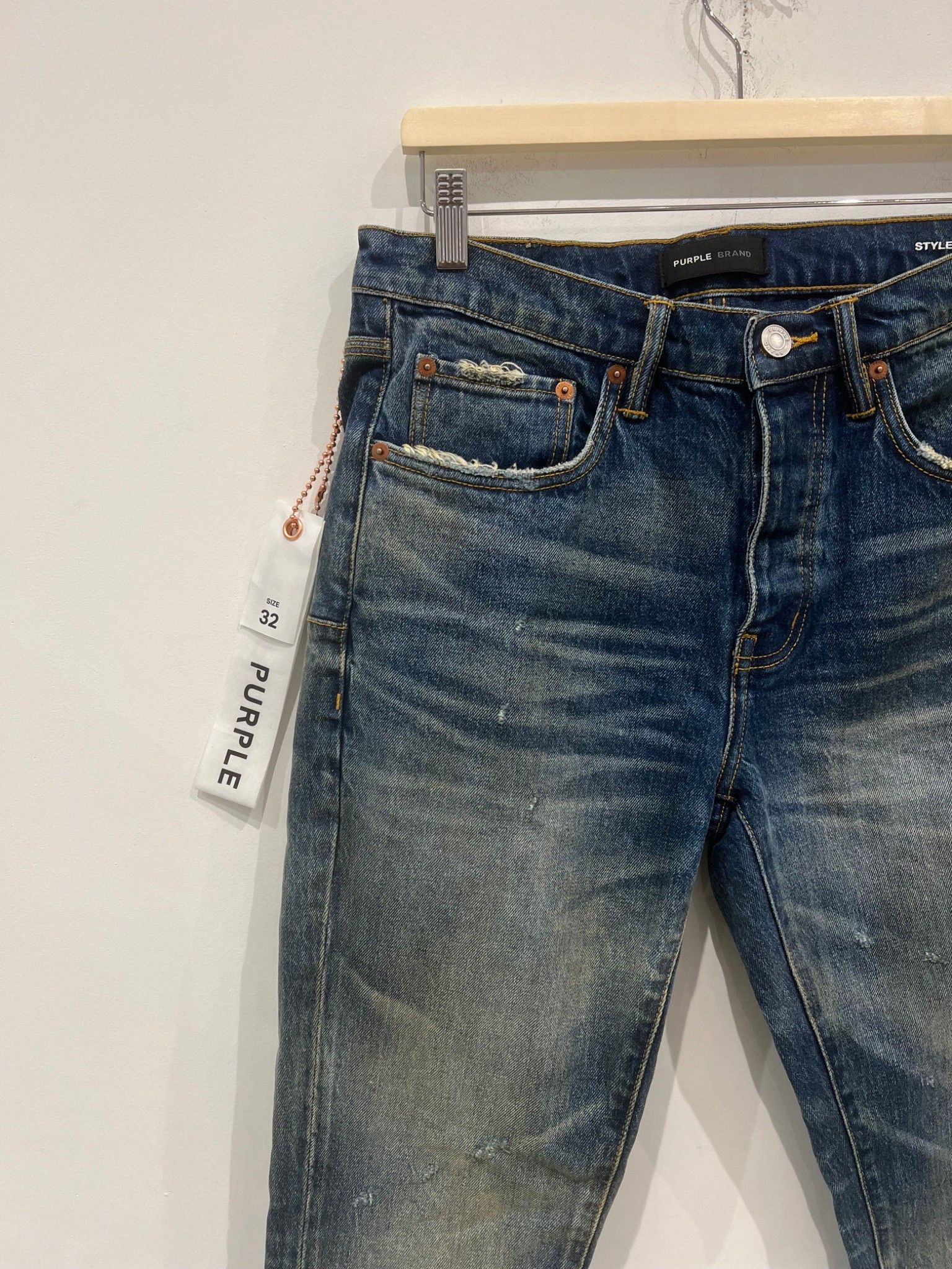 Purple Brand Purple Brand P001 Dirty Patina Dark Indigo Jeans Size US 32 / EU 48 - 2 Thumbnail