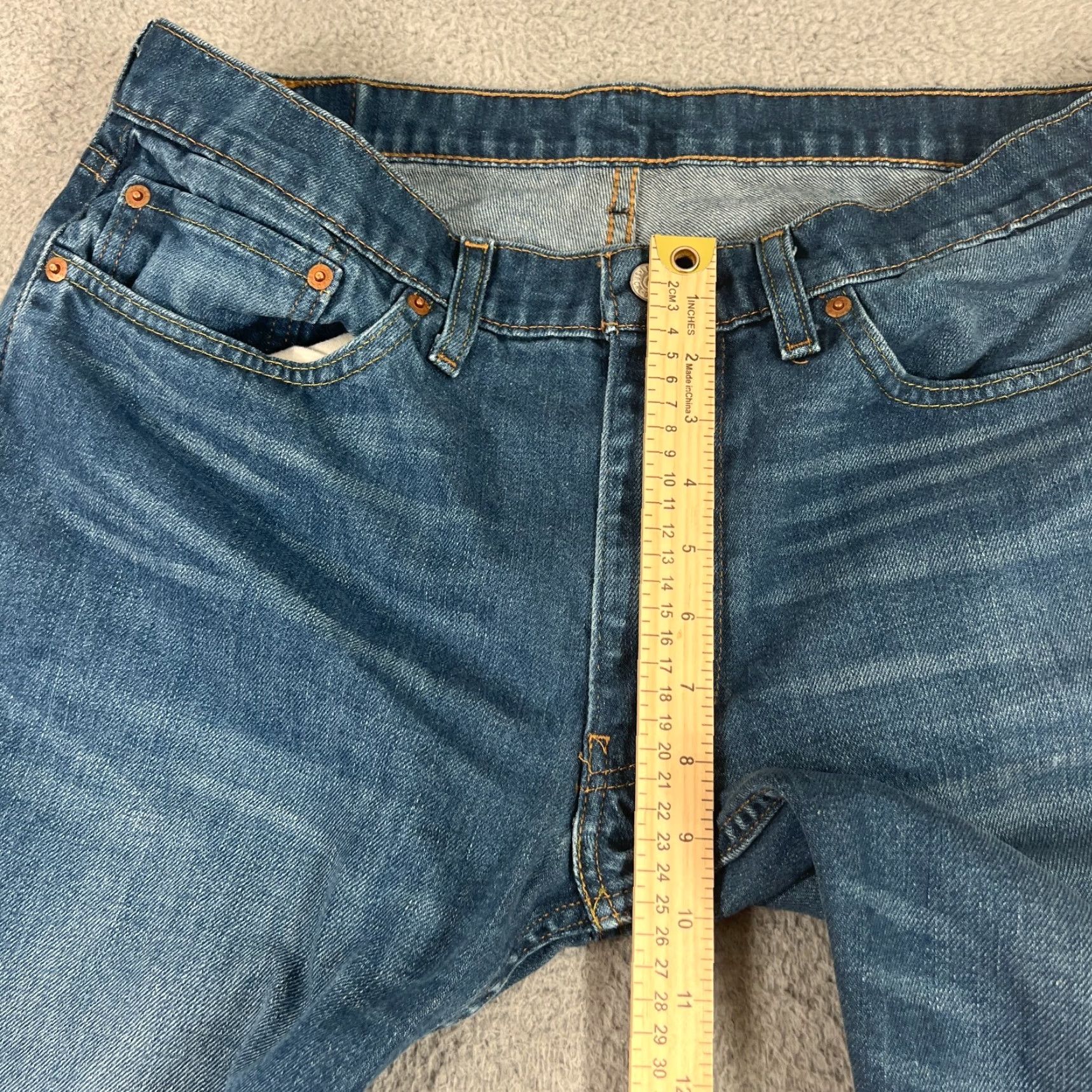 Levi's Levi's Jeans 514 Mens 36X30 Straight Leg Dark Blue Denim Regular Fit Size US 36 / EU 52 - 3 Thumbnail