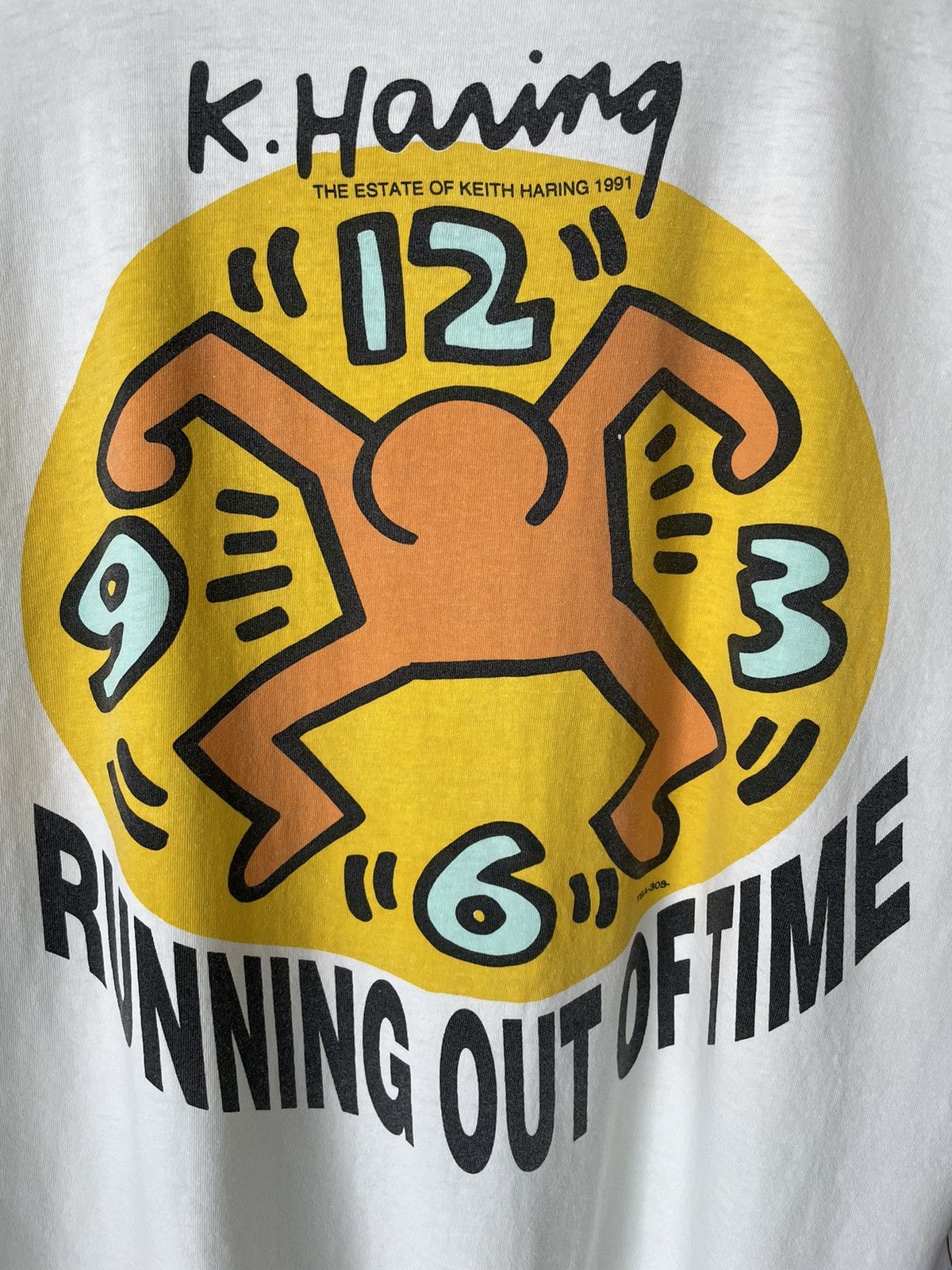 Keith Haring × Vintage Vintage Keith Haring 1991 T-Shirt Running Out Of Time Size US L / EU 52-54 / 3 - 5 Thumbnail