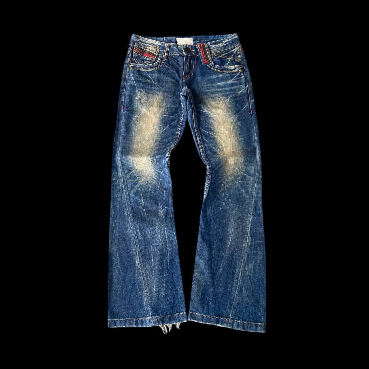 Japanese Brand VINTAGE LOLITA FLARED MUD-WASH RUSTY CLAWMARKS TWISTED SEAM Size US 29 - 4 Thumbnail