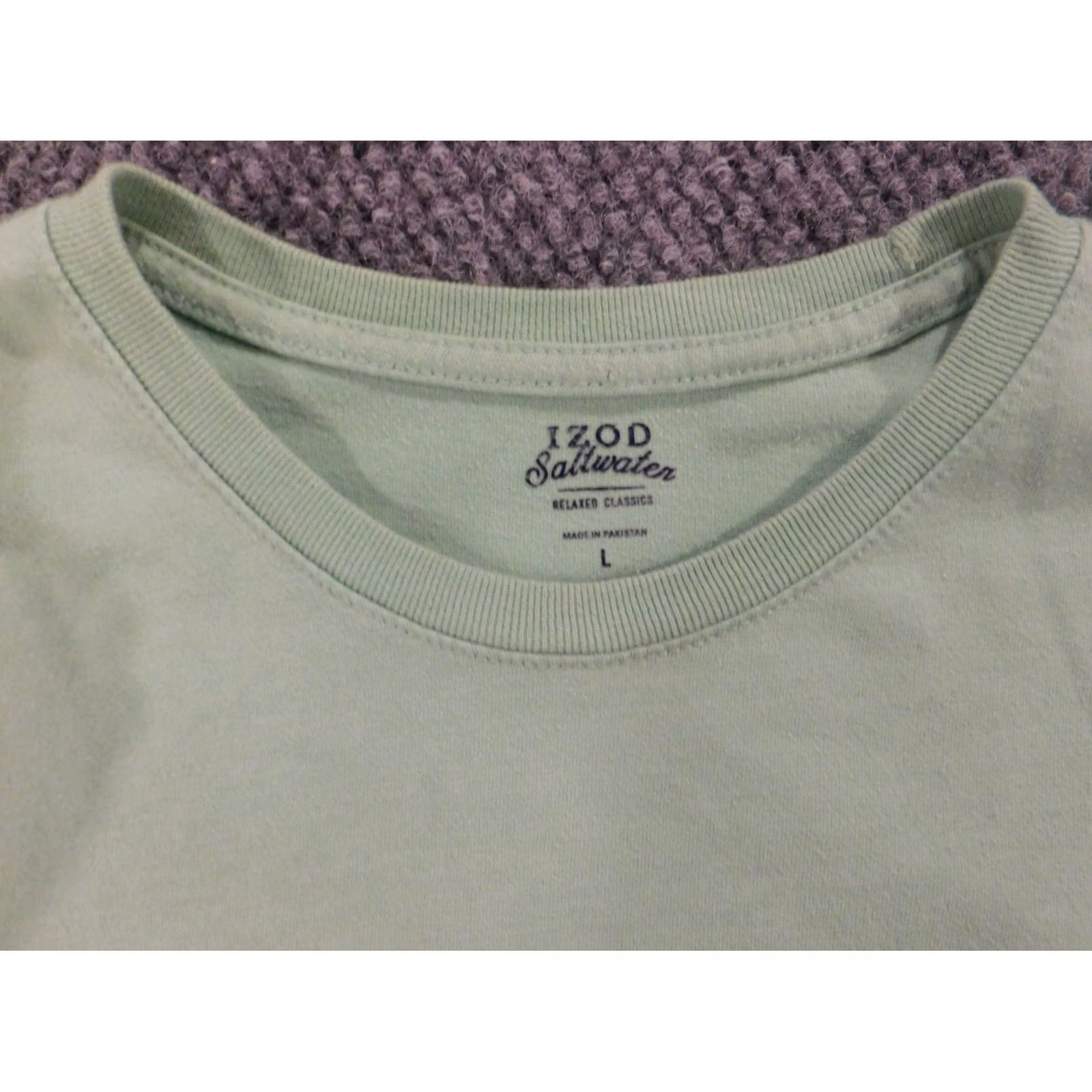 Izod IZOD Mens Shirt T-Shirt Large Green Cotton Short Sleeve Crew Neck Logo Regular Christmas Outdoor Size US L / EU 52-54 / 3 - 6 Thumbnail