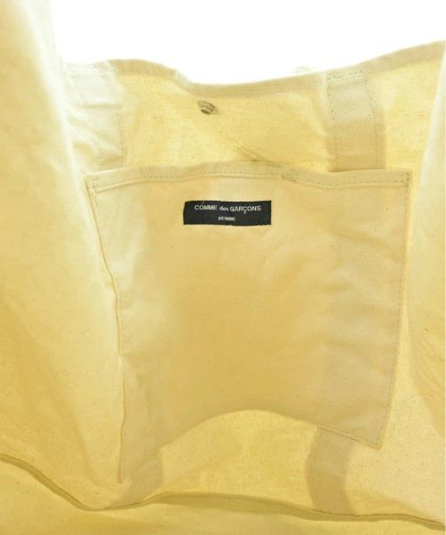 Comme des Garcons Homme Tote Bag Cotton Logo Print Pocket Inside Plain Beige Size ONE SIZE - 4 Thumbnail