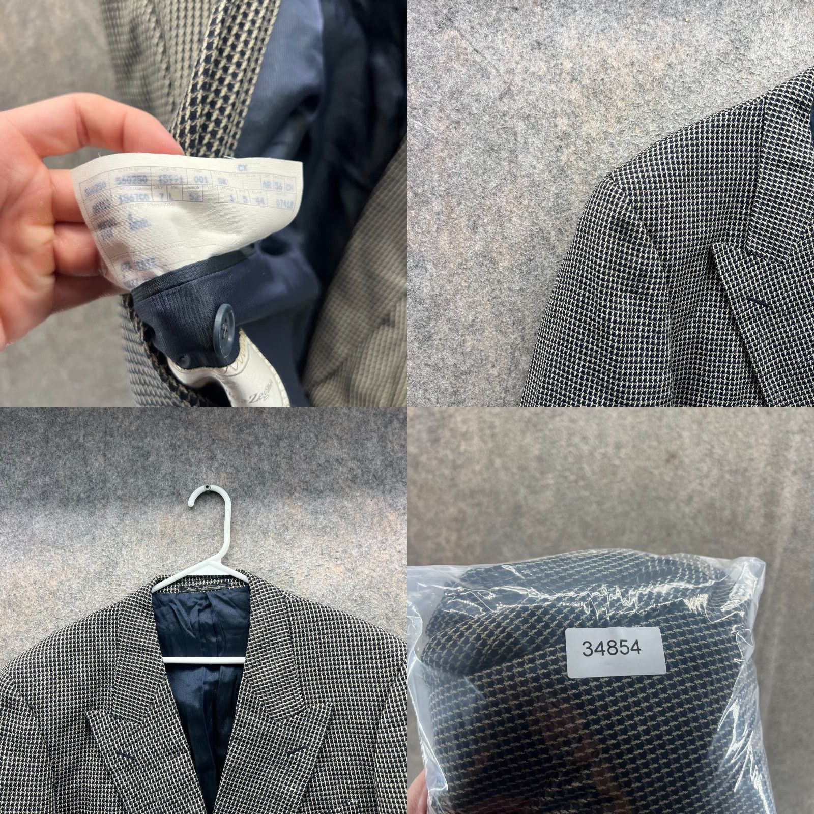 Ermenegildo Zegna Ermenegildo Zegna Soft Blazer Mens 44R Wool Silk Houndstooth Double Breasted Suit Coat Black Check Jacket Front Four-Button Tailored Regular Mens Size 44R - 8 Thumbnail