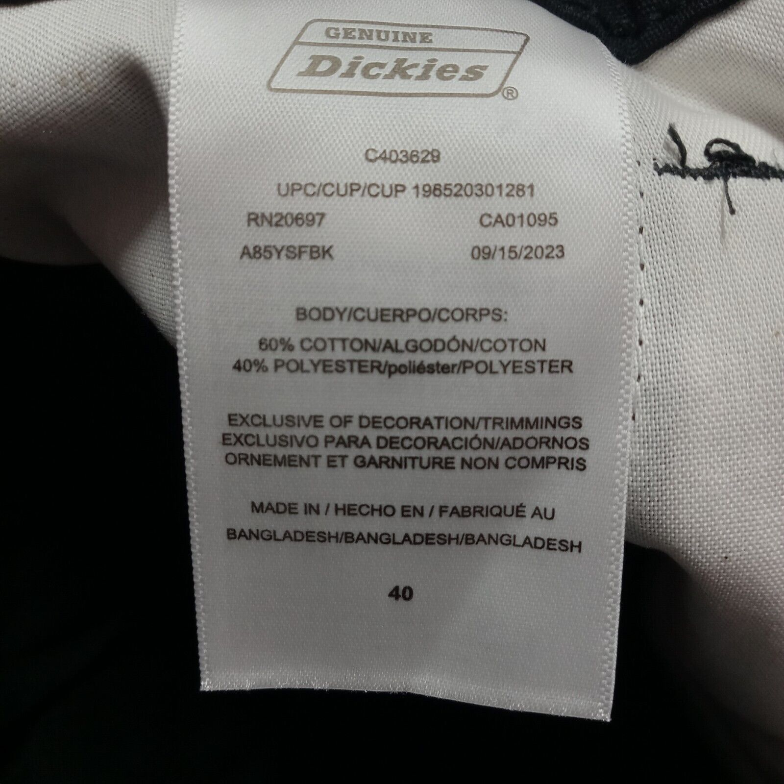 Dickies Dickies Cargo Shorts Men's 40 Black Relaxed Fit 11" Inseam Size US 40 / EU 56 - 2 Thumbnail