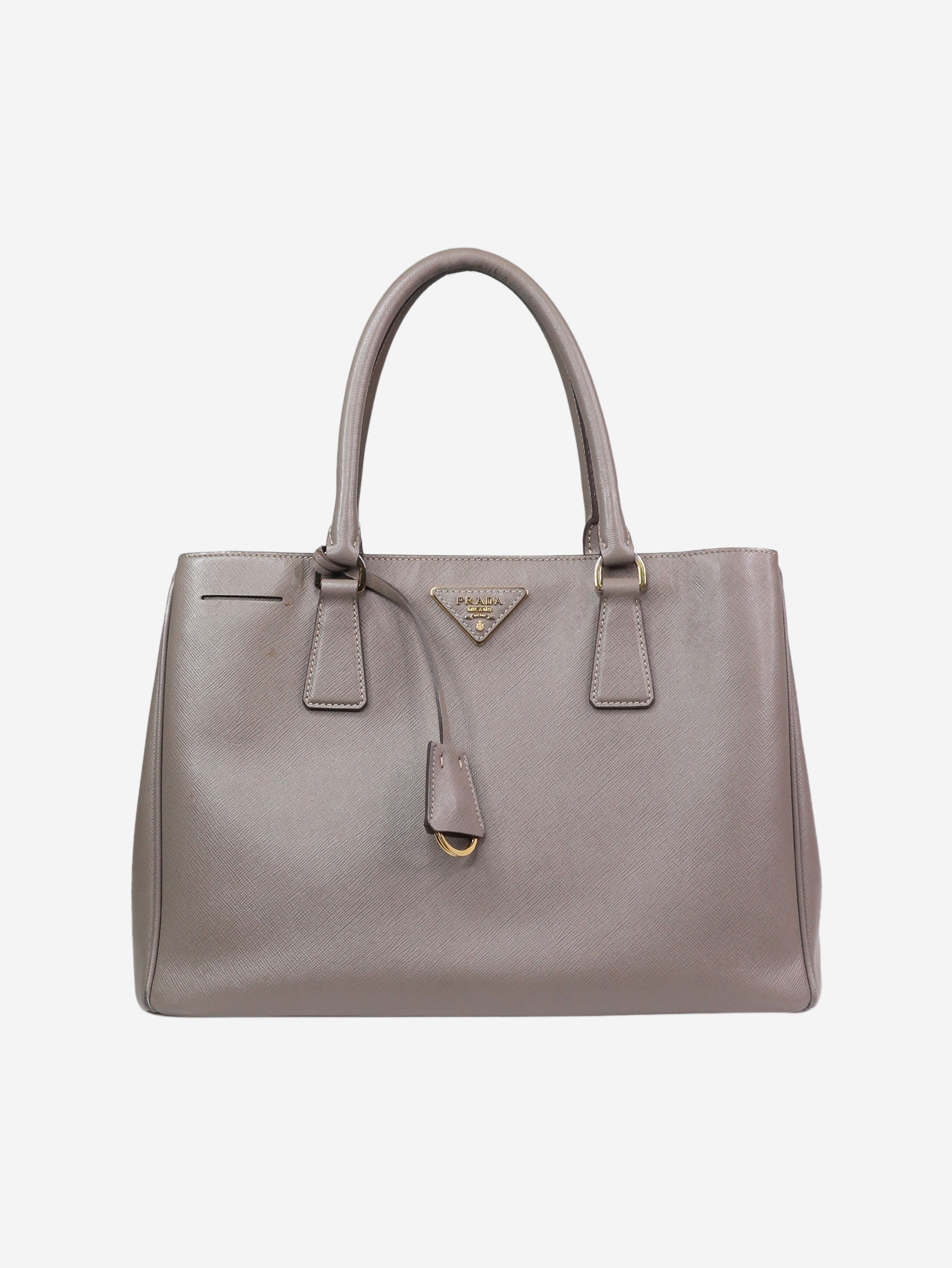 image of Prada Grey Medium Saffiano Leather Galleria Top Handle Bag, Women's
