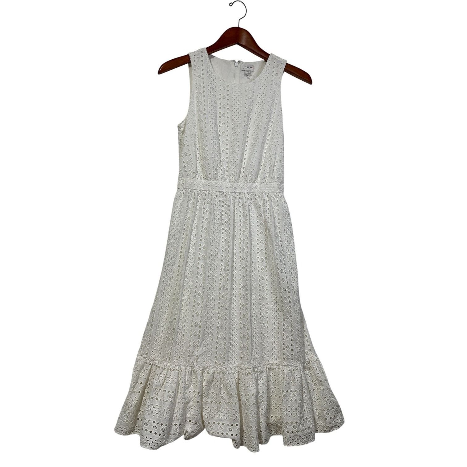 J.Crew Size 00 | J CREW White Cotton Eyelet Lace Sleeveless Dress Size XXS / US 00 / IT 34 - 1 Thumbnail