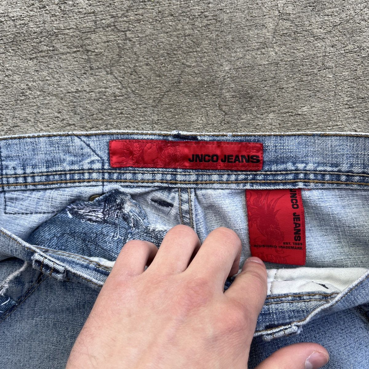 JNCO 2000s JNCO Eagle Repaired Denim Jeans Size US 31 - 5 Thumbnail