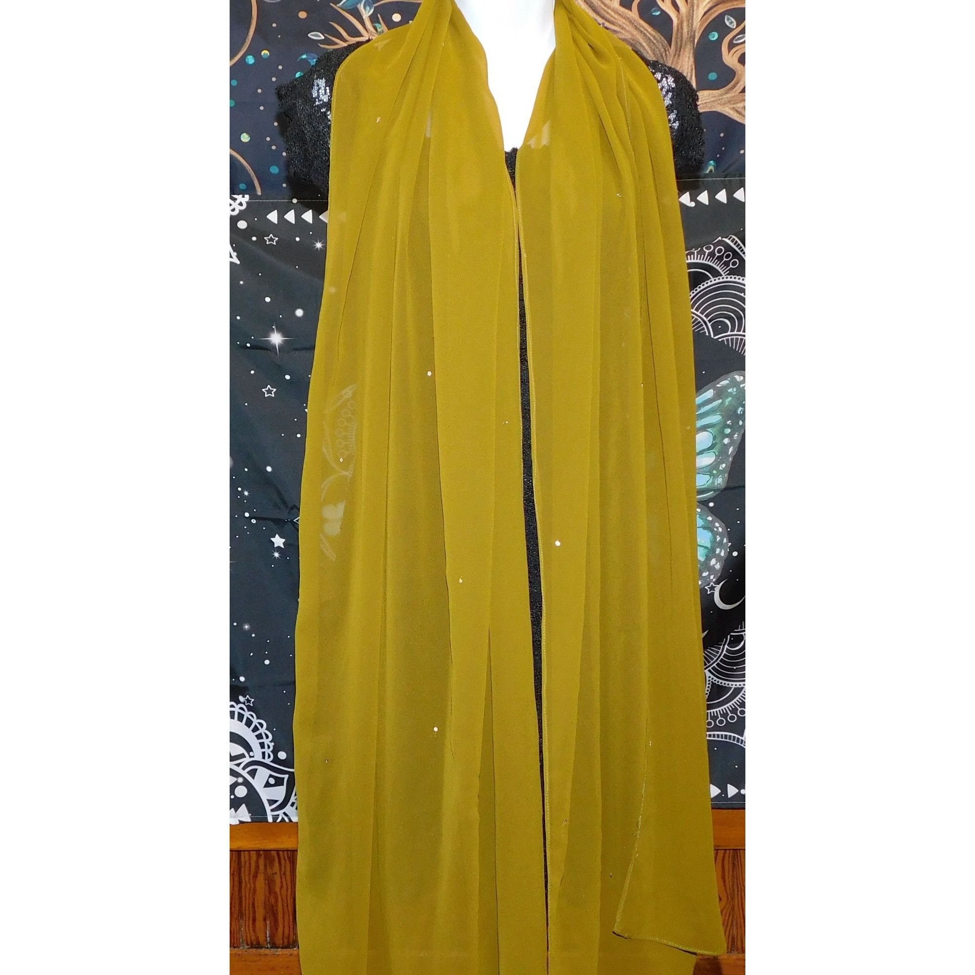 Other Olive Chiffon Wrap Scarf With Sequin Accents 96x28 Inches Size ONE SIZE - 6 Thumbnail