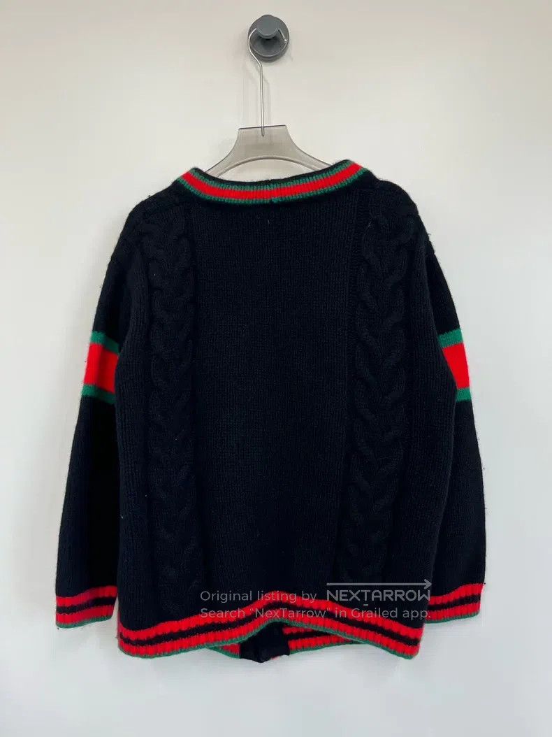 Gucci Gucci Black, red and green striped classic knitted cardiga Size M / US 6-8 / IT 42-44 - 2 Thumbnail