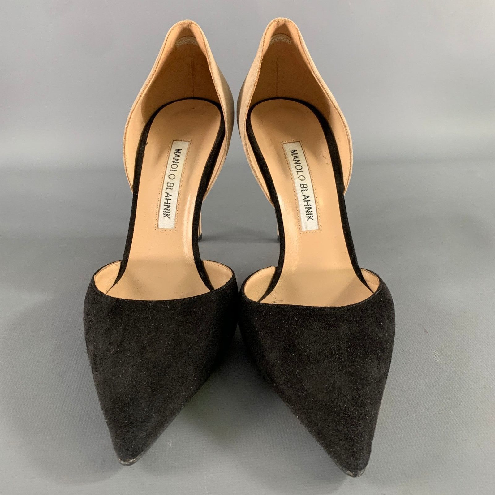 Manolo Blahnik MANOLO BLAHNIK 9.5 Black Tan Suede Two Tone Pointed Pumps Size US 9.5 / IT 39.5 - 5 Thumbnail