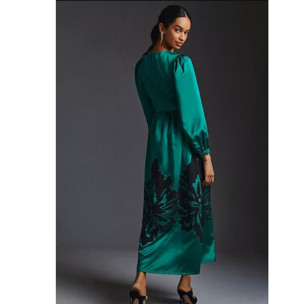 Anthropologie New Anthropologie Nikasha Embroidered Satin Dress $260 XXS Size XXS / US 00 / IT 34 - 5 Thumbnail