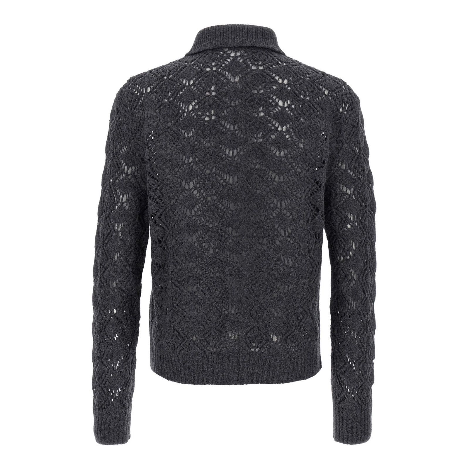 Jil Sander JIL SANDER Openwork Gray Wool Cardigan New & Authentic (Men' Size US M / EU 48-50 / 2 - 2 Thumbnail