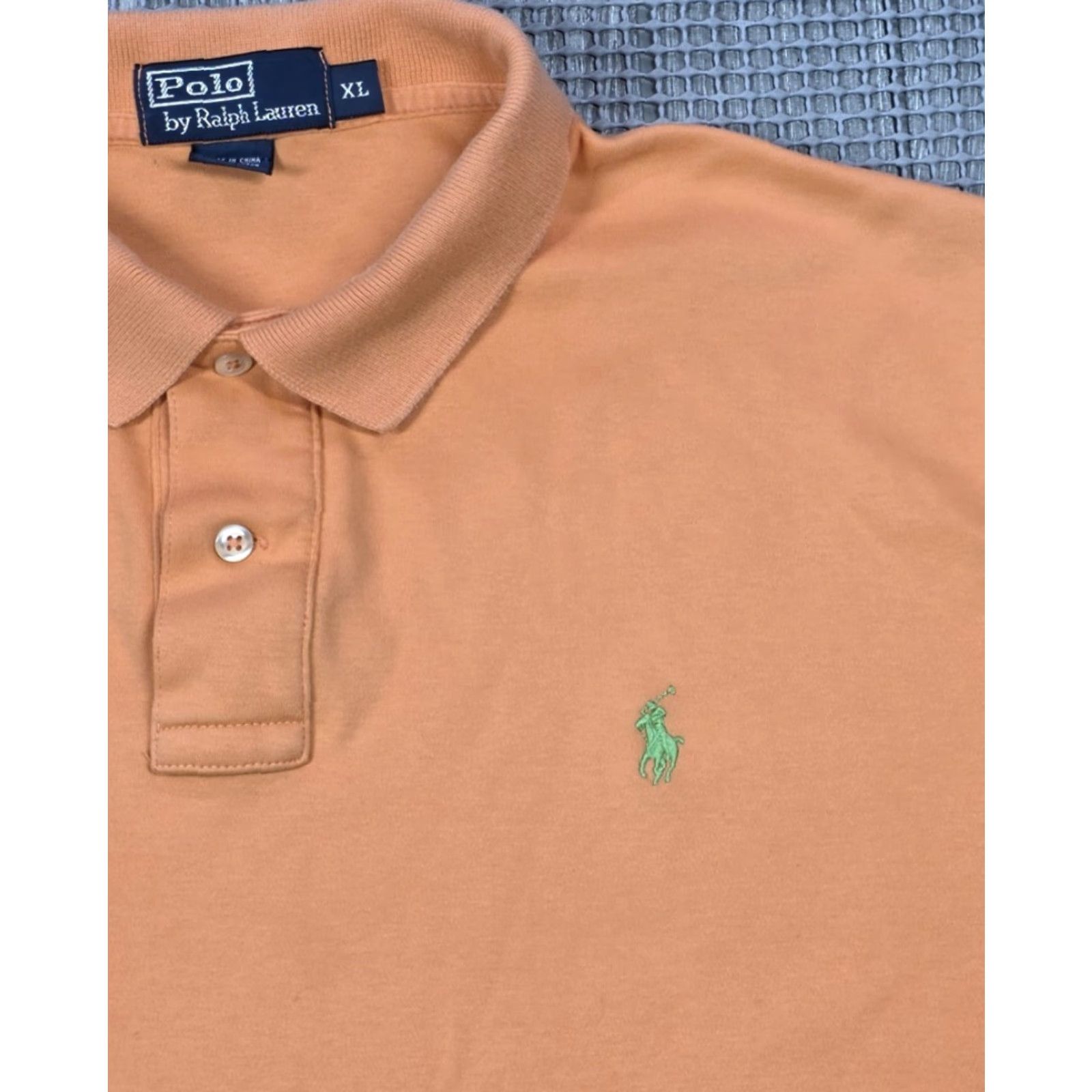 Polo Ralph Lauren VTG Ralph Lauren Polo Shirt XL Short Sleeve Orange Mens Soft Touch Teal Pony Size US XL / EU 56 / 4 - 3 Thumbnail