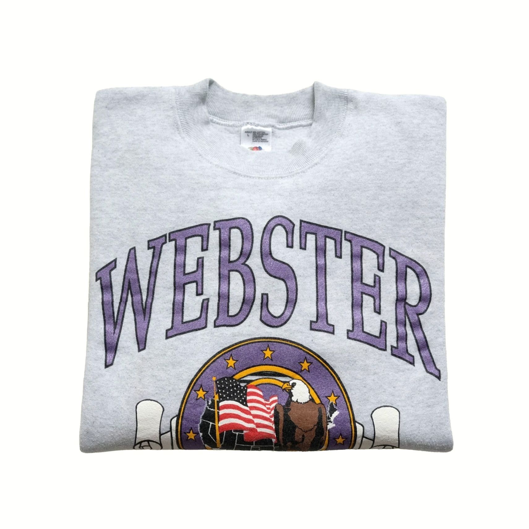 Fruit Of The Loom VINTAGE Fruit of the Loom Webster New York Graphic Gray Distressed Sweatshirt L Size US L / EU 52-54 / 3 - 2 Thumbnail