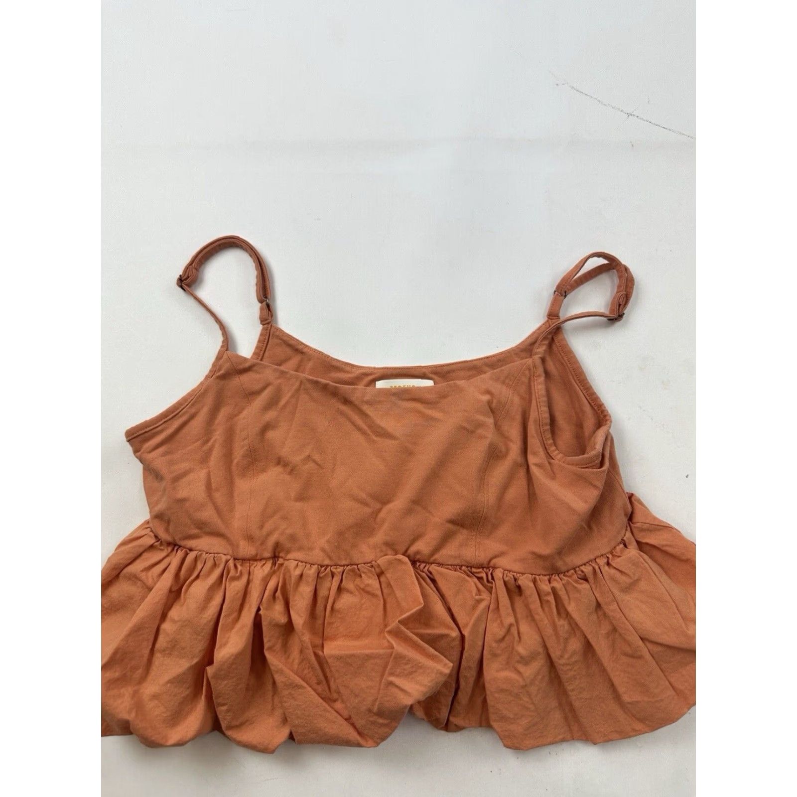 Vintage Maeve Shirt Womens M Cropped Tank Top Orange Ruffled Bubble Hem Sleeveless Spaghetti Strap Scoop Neck Casual Beach Summer Size M / US 6-8 / IT 42-44 - 2 Thumbnail