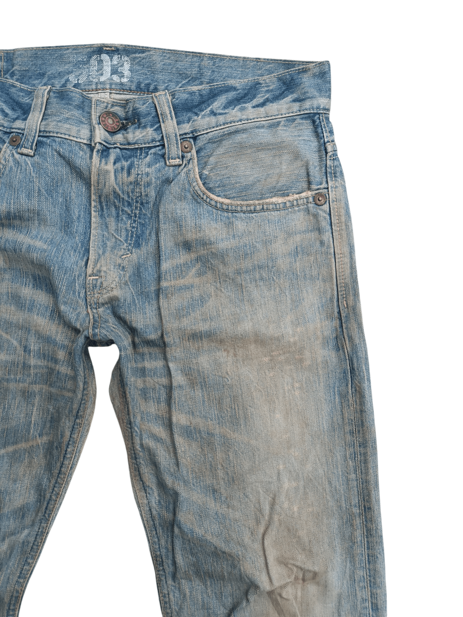 14th Addiction × Edwin × If Six Was Nine VTG 💥 Edwin 503 Blue Trip Dirty Mud Wash Distressed Jeans Size US 34 / EU 50 - 13 Thumbnail