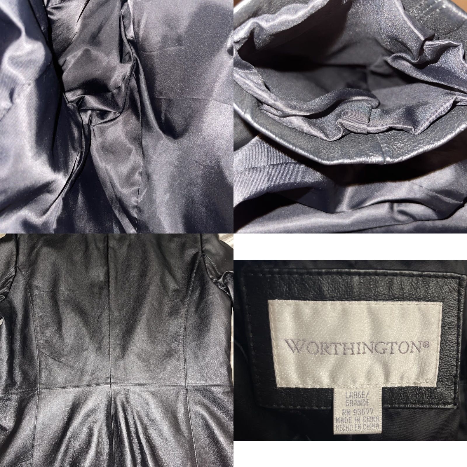 Worthington Worthington Women’s Jacket Black Leather Coat Mid-Length Zip Up L Classic Lined 90s City Professional Women's Coat Size L / US 10 / IT 46 - 8 Thumbnail