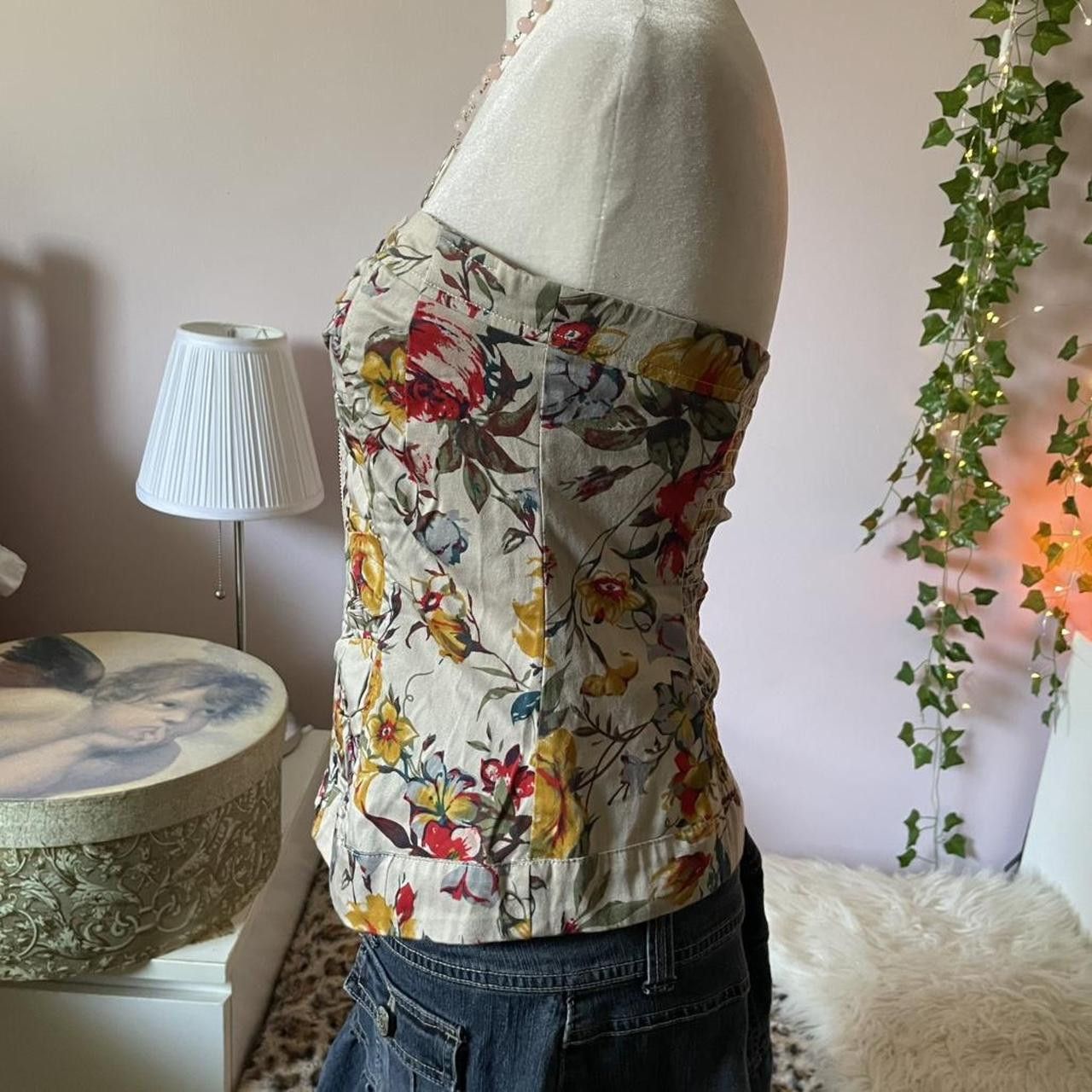 Vintage 2000s Costa Blanca floral zip up tube top Size ONE SIZE - 3 Thumbnail