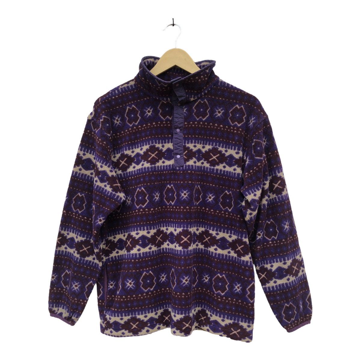 image of L L Bean x Navajo L.l Beans Fleece Jacket Inspired Coogi Design in Purple, Men's (Size Medium)