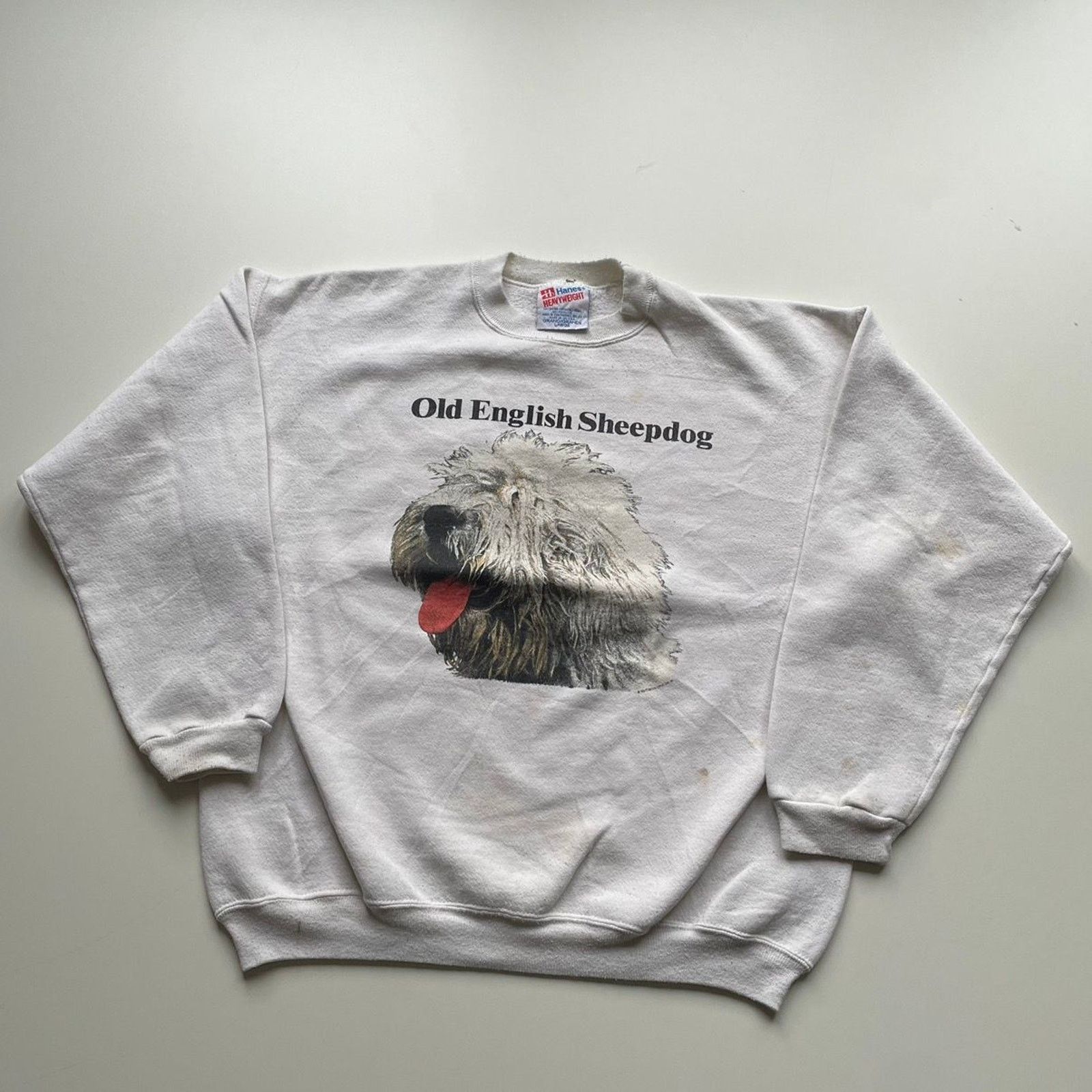 Hanes Vintage 90s English Sheepdog Dog Animal Art Crewneck Large Size US L / EU 52-54 / 3 - 1 Thumbnail