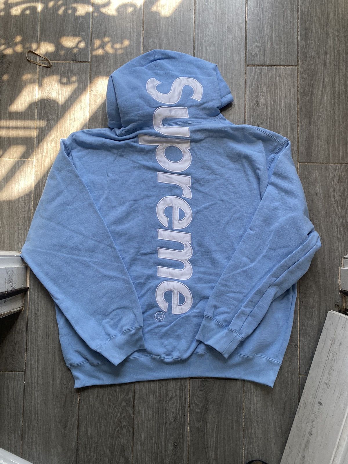 Supreme Supreme Satin Applique Hooded Sweatshirt size XXL FW24 | Grailed