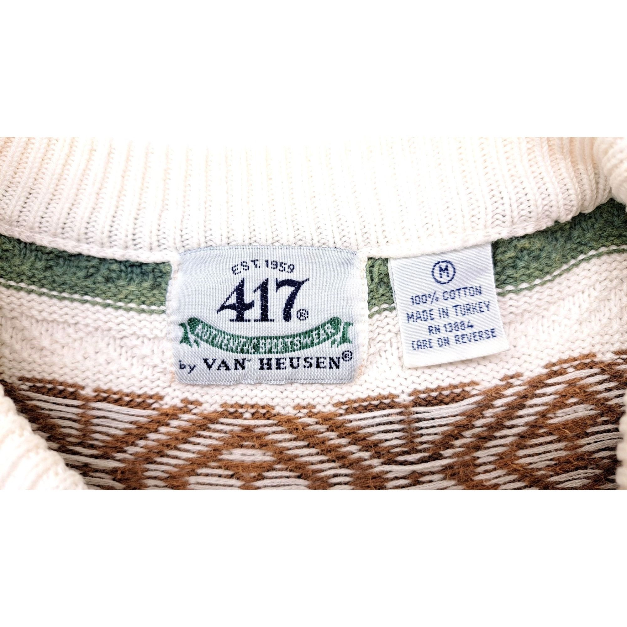 Van Heusen Vintage Van Heusen 417 Sweater Men Medium Striped Green Tan Size US M / EU 48-50 / 2 - 4 Thumbnail