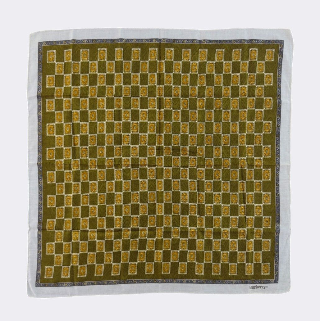 Burberry Vintage Burberrys Crest Checkerboard Scarf Olive & Gold Size ONE SIZE - 1 Thumbnail