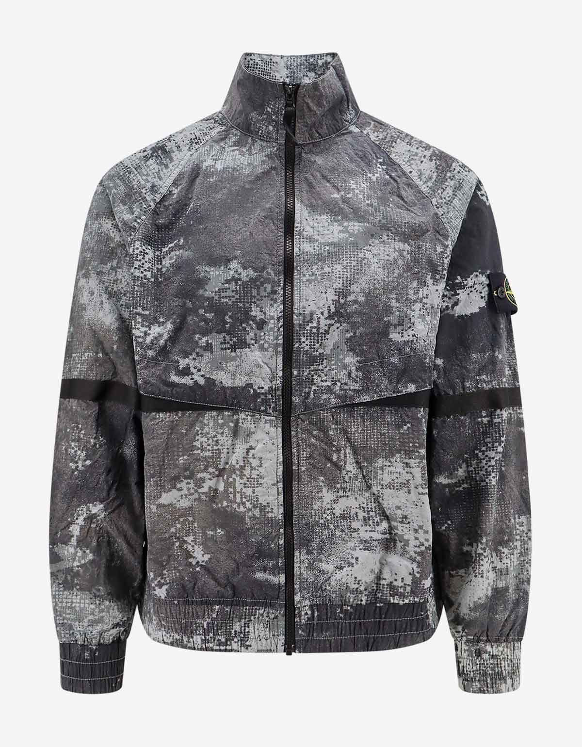 image of Stone Island Grey Camo Mesh Jacket, Men's (Size Small)