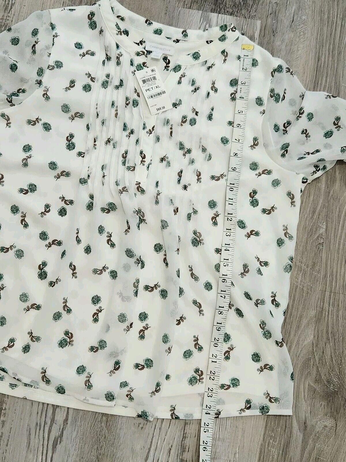 Charter Club Charter Club Blouse Petite Extra Large V Neck Sheer NWT Size XL / US 12-14 / IT 48-50 - 6 Thumbnail