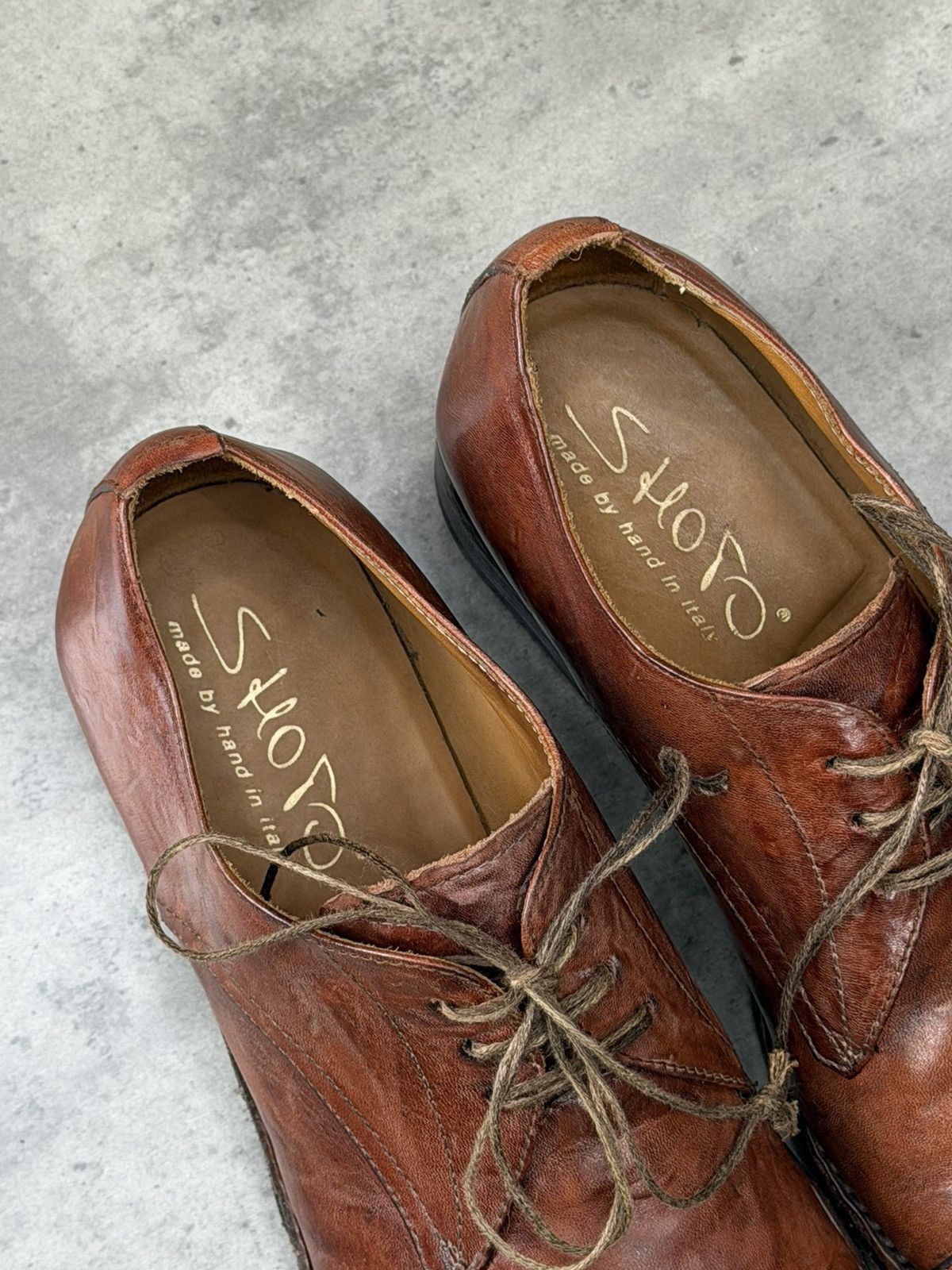 Shoto Shoto Avant-Garde Brown Leather Derby Shoes Handmade Size 42 Size US 9 / EU 42 - 7 Thumbnail