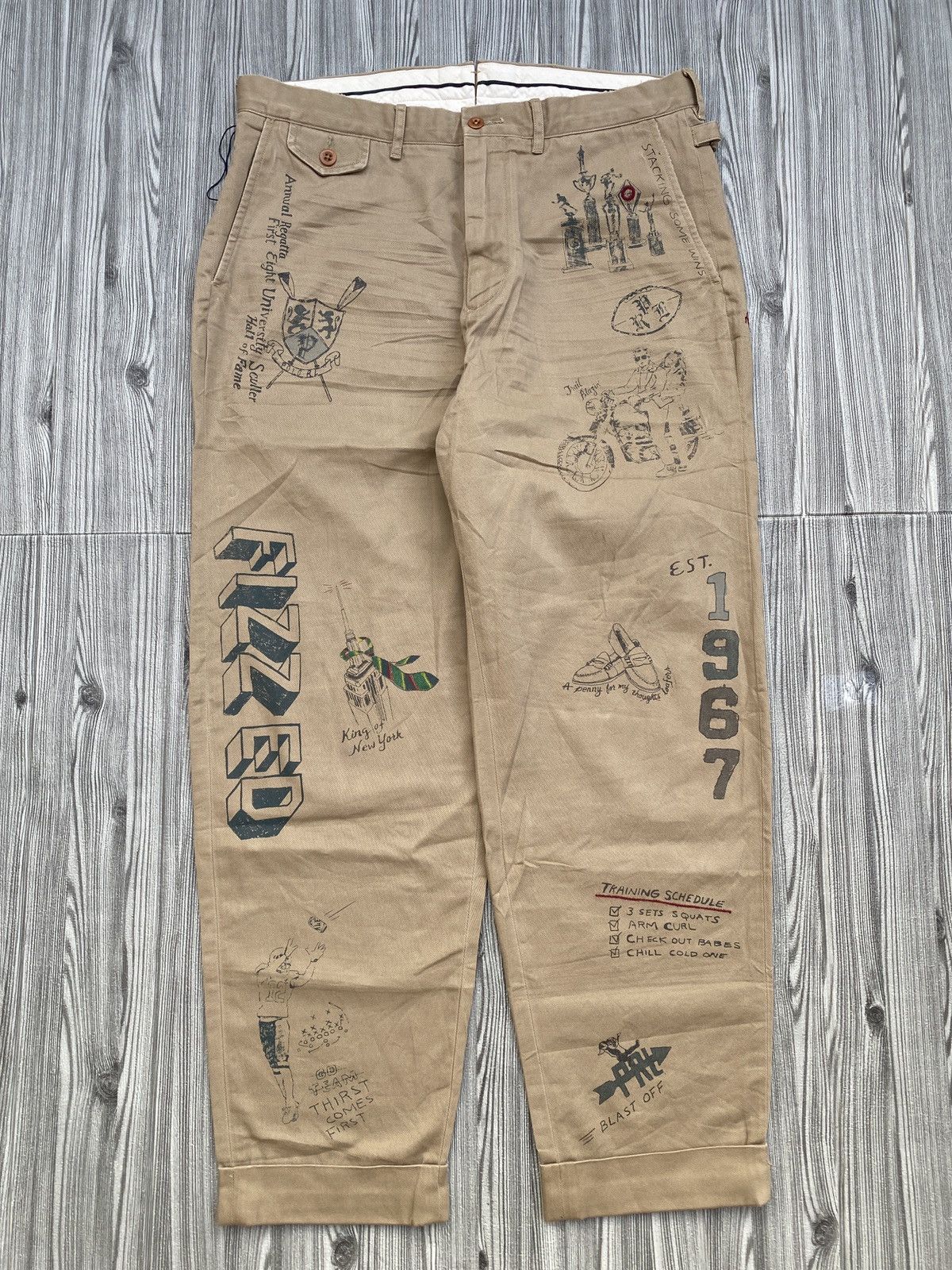 image of Chaps Ralph Lauren x Polo Ralph Lauren Polo Ralph Laurent Hand Draw Senior Cord Chino Pants in Crea