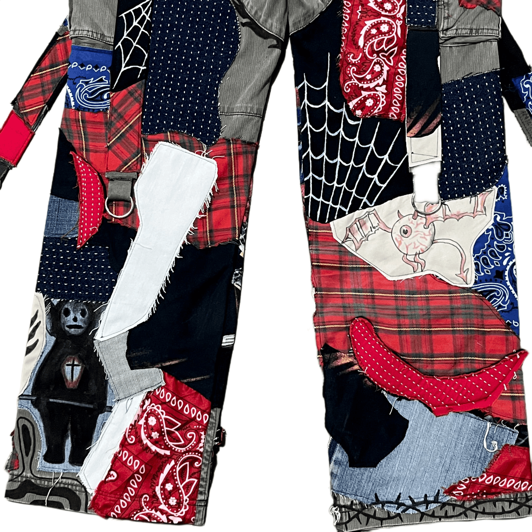Handmade Custom Patchwork Bondage Spiderman Cargo Pants Size US 32 / EU 48 - 6 Thumbnail