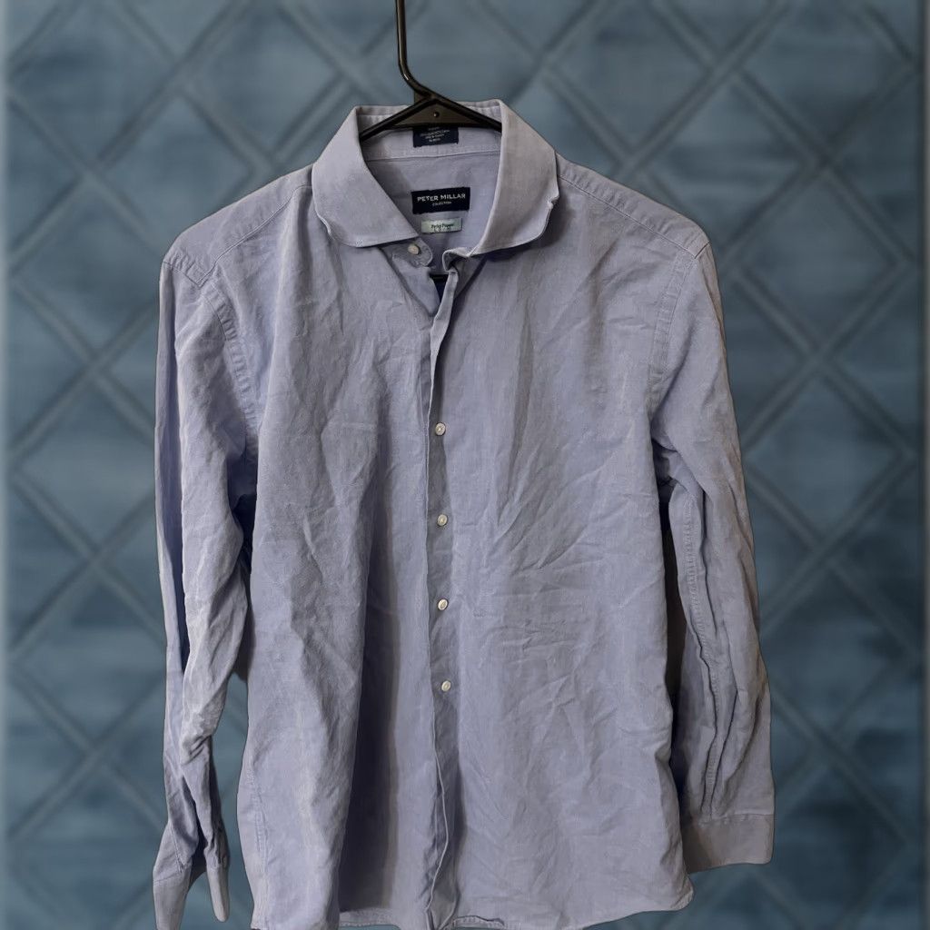 Peter Millar Peter Millar Perfect Pinpoint Shirt Men's M Blue Button Down Long Sleeve Golf Size US M / EU 48-50 / 2 - 1 Thumbnail