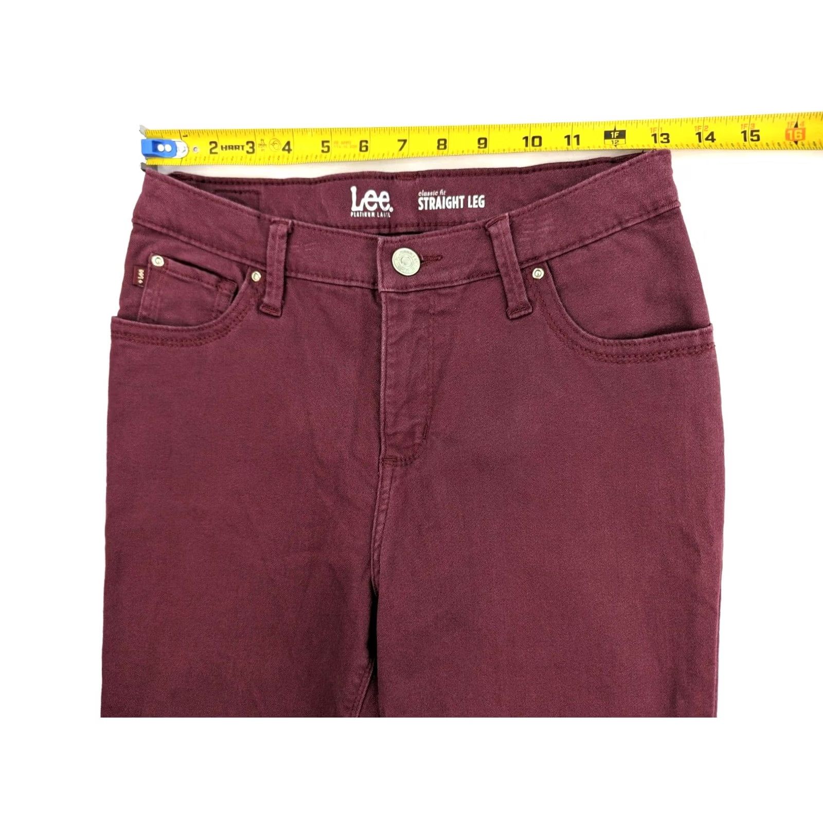 Lee Lee Platinum Label Jeans Straight Leg Red 26x29 Classic Fit Womens Petites 4 Stretch Denim Cotton Medium 5-Pocket Pockets Zipper Button Vintage No N/A Size 27" / US 4 / IT 40 - 6 Thumbnail