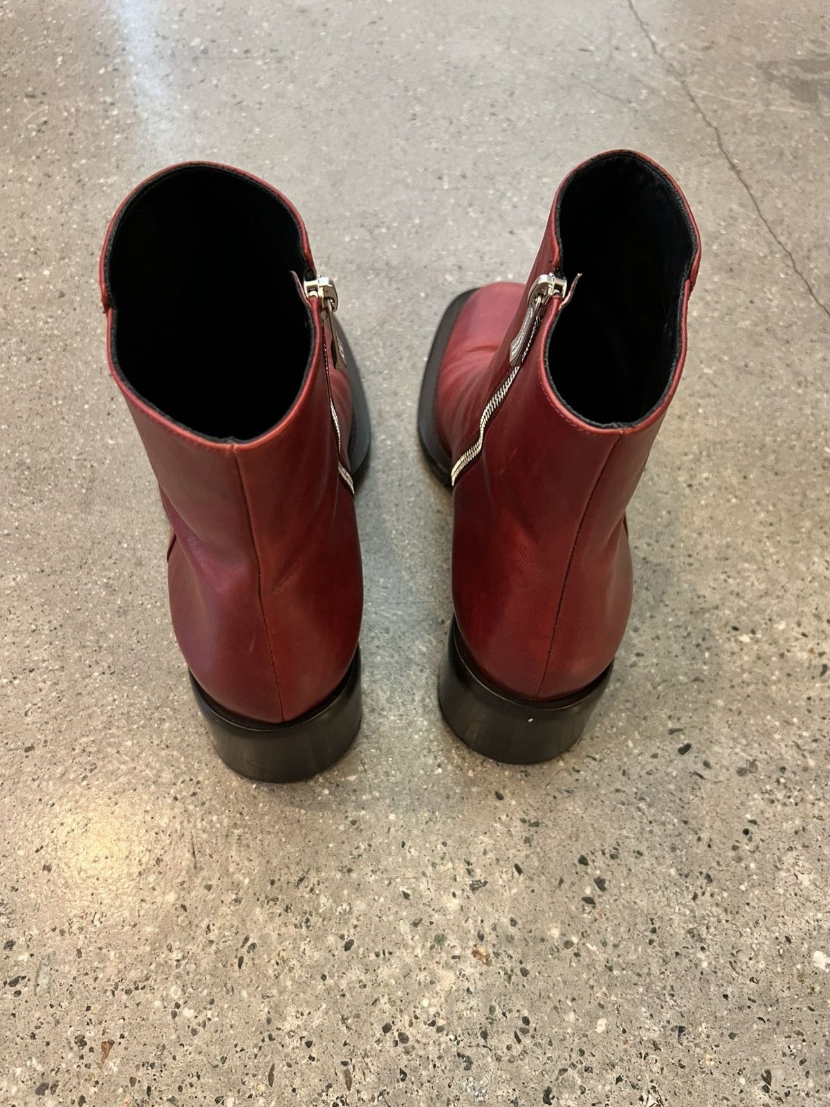 Enfants Riches Deprimes ERD Red Leather Side Zip Boots Size US 12 / EU 45 - 3 Thumbnail