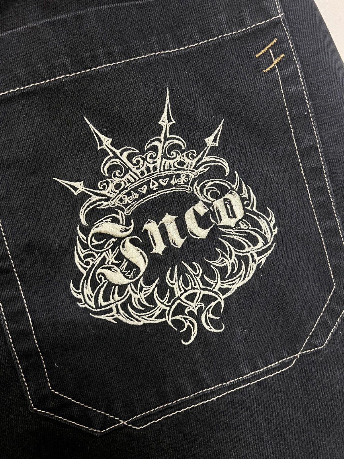 JNCO Vintage 90s JNCO Barbwire Crown Embroidery Baggy Denim Jeans Size US 36 / EU 52 - 8 Thumbnail