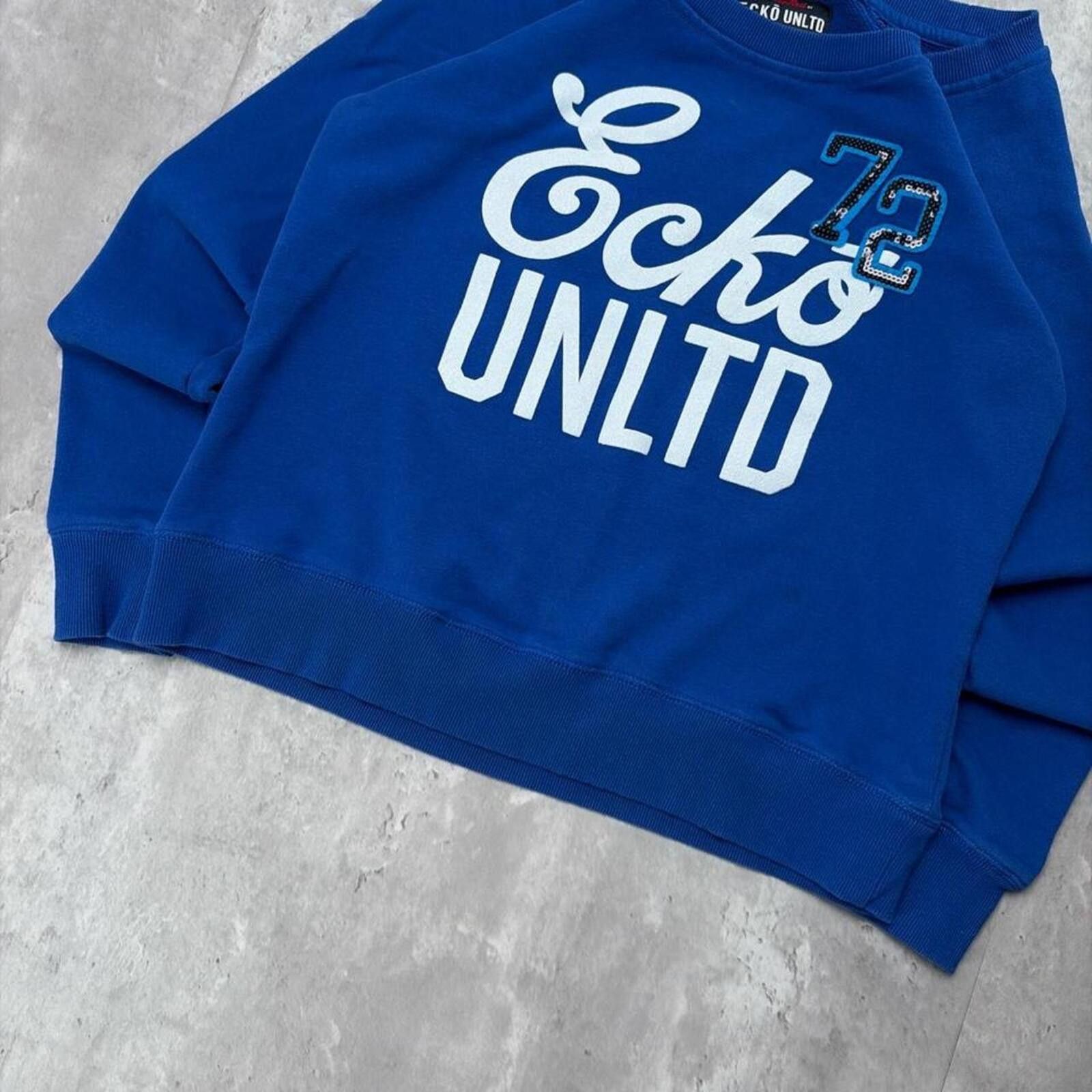 Ecko Unltd. Y2K Blue Ecko Unltd Grunge Skater Crewneck Sweater Size L / US 10 / IT 46 - 4 Thumbnail
