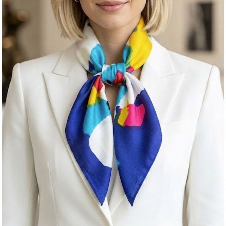 Other ❤️Elegant Bandana Square Scarf Silky Satin Soft Bright Blue Size ONE SIZE - 1 Thumbnail