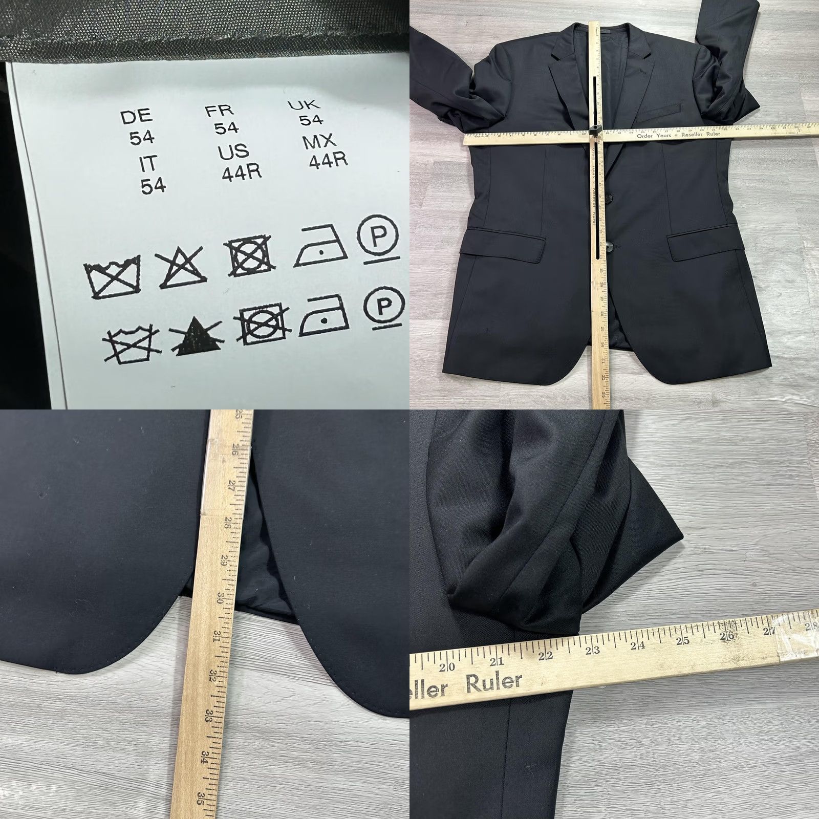 Hugo Boss HUGO BOSS Suit Jacket Mens 44R Black Wool Trabaldo Togna Super 120 2 Button Size 44R - 8 Thumbnail
