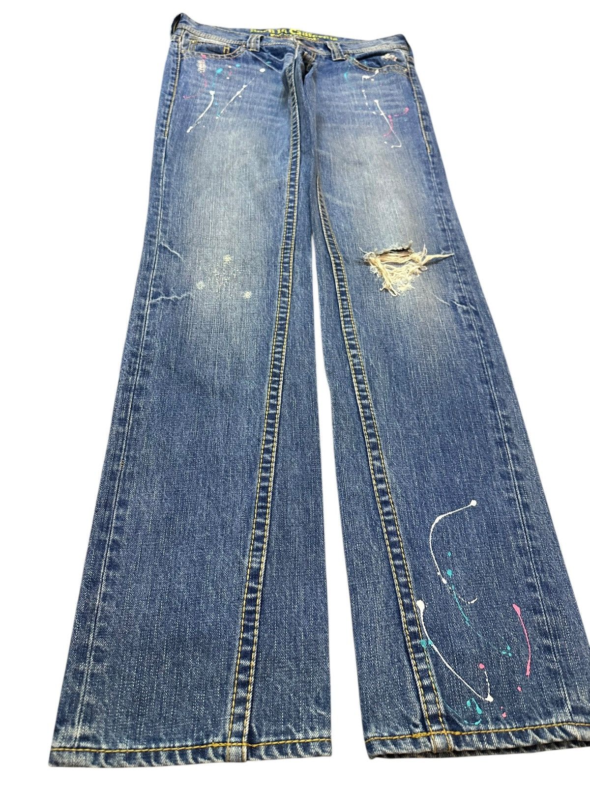 Japanese Brand Vintage BIC Paint Splatter Grunge Distressed Denim Size US 31 - 3 Thumbnail